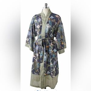 Floral Kimono with Bird Print